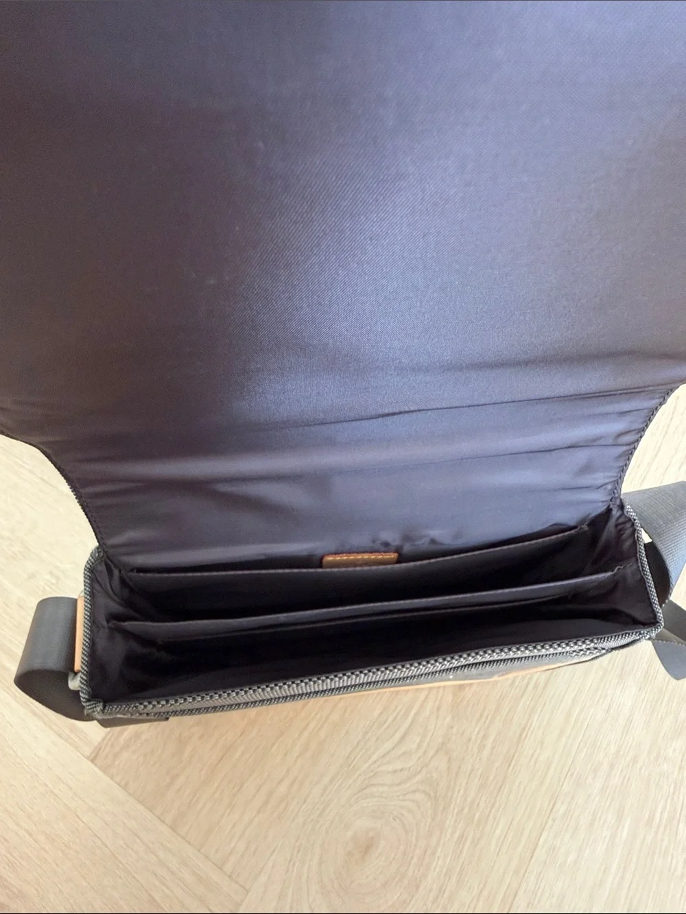 Louis Vuitton Gray Messenger Bag with Tan Trim